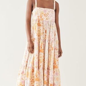 Free People Park Slope Sleeveless Square Neck Floral Maxi Swing Dress